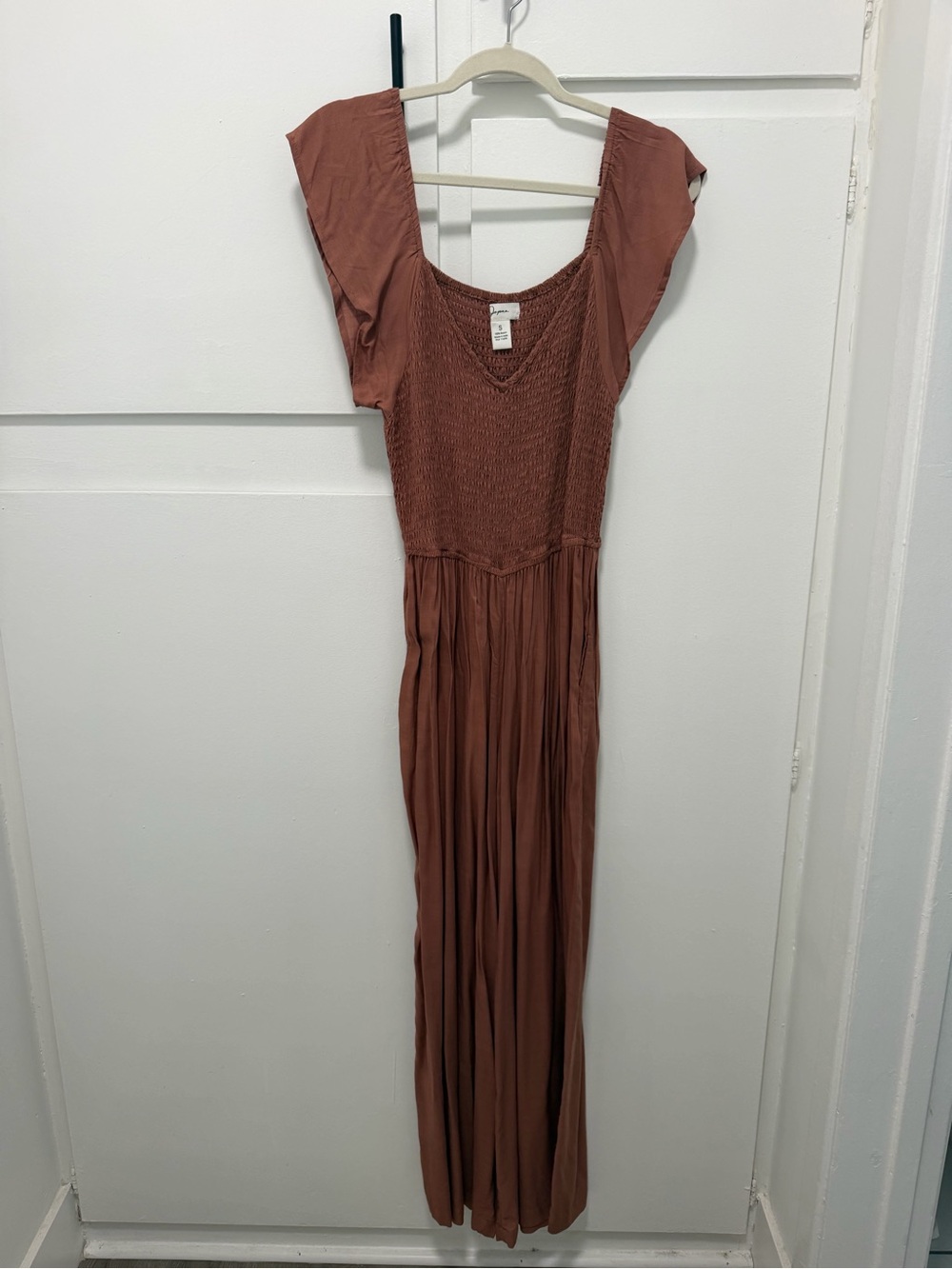 Japna Rose Smocked Ruffle Strap Wide-Leg Jumpsuit - Picture 2 of 4